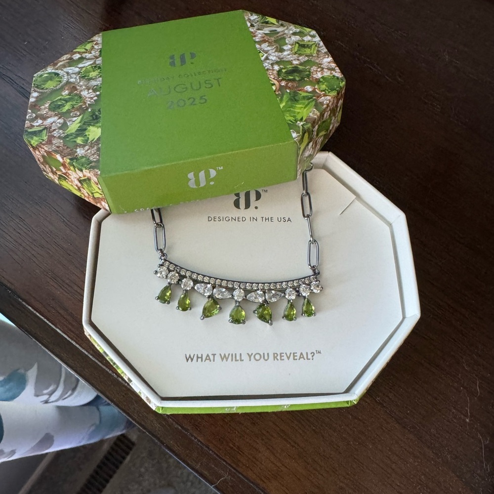 Bomb party NWT August Birthday 2025 necklace on Hematite